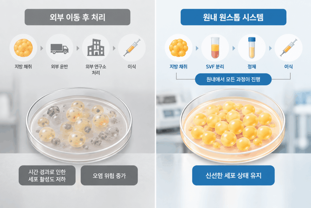 SVF-세포-처리-비교-1024x683 SVF 안면 지방이식 — 생착률을 좌우하는 3가지 요소