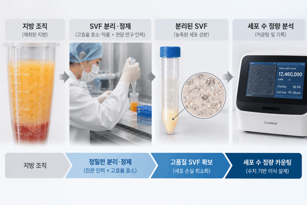 지방-조직에서-SVF-세포-정량까지-1024x683 SVF 안면 지방이식 — 생착률을 좌우하는 3가지 요소